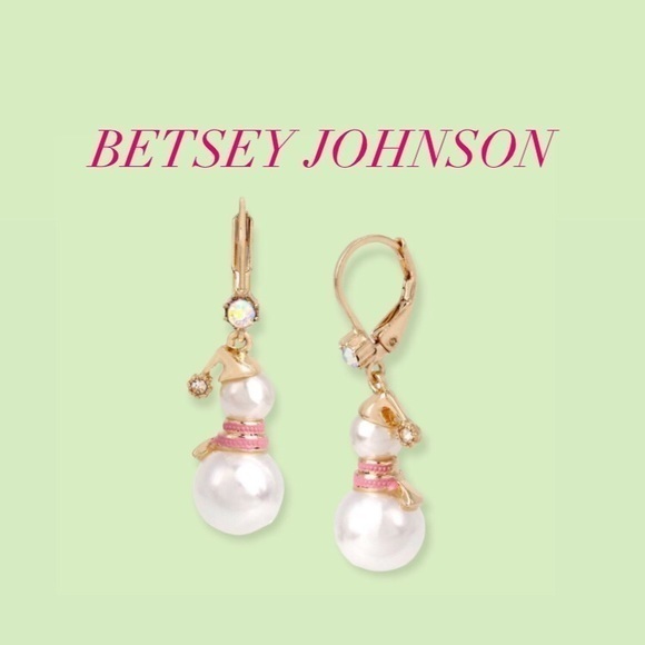 Betsey Johnson Jewelry - Betsey Johnson Pearl Snowman Drop Earrings
